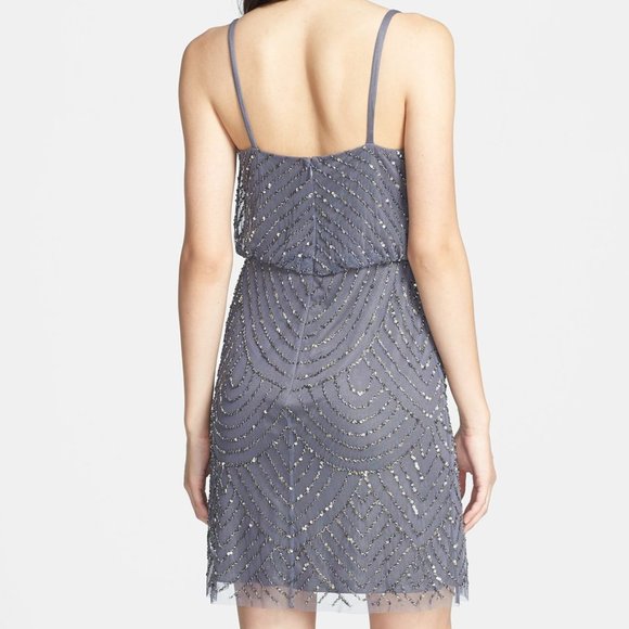 NEW Adrianna Papell Sequin Blouson Dress Gunmetal - Picture 7 of 11